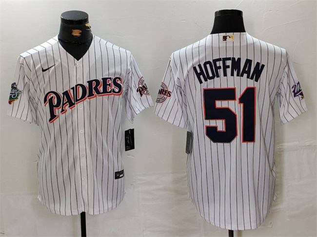 Men's San Diego Padres #51 Trevor Hoffman White 1998 World Series Cool Base Stitched Baseball Jersey